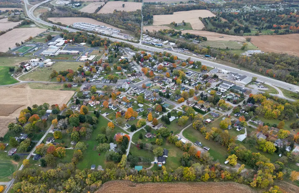 Aerial view of Fairfield County farm fields
